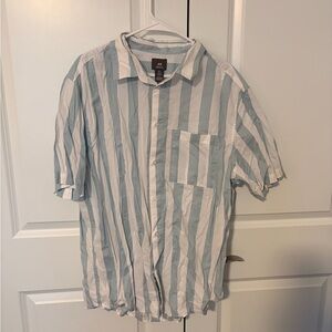 H&M Men's Casual Blue and White Striped Shirt